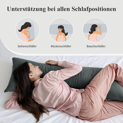 2er Set Kissenbezüge 40x145 Anthrazit Mikrofaser mit Reißverschluss