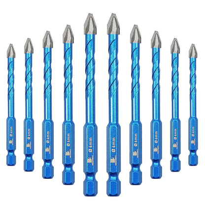 Exzenterbohrer 10tlg. 6mm schräg für Fliesen, Glas, Beton
