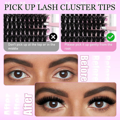 DIY Wimpern Extensions Set 3er Pack – Cluster & Einzelwimpern 100D