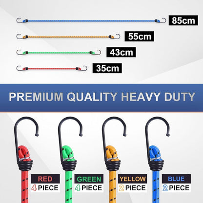 12er Set Spanngurte Universal mit Haken – Gepäckspanner für Haushalt & Camping