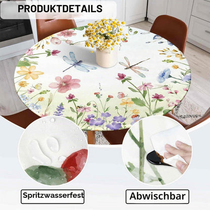 Runde Tischdecke elastisch, abwaschbar, rot, 80 cm