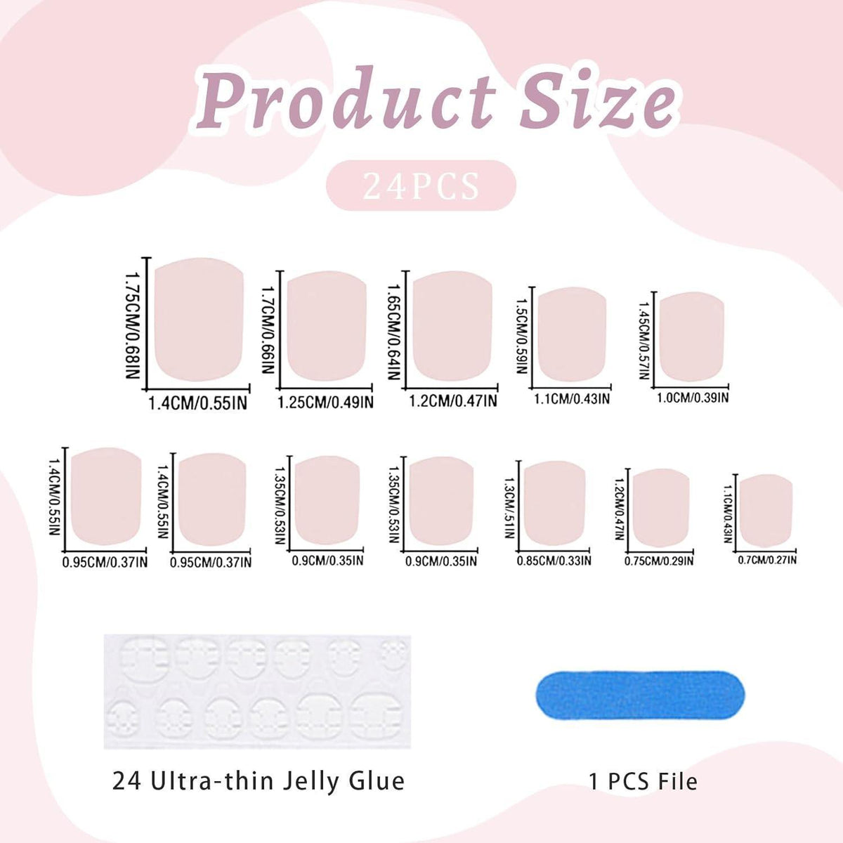 Lila Press On Nails - Kurze, Quadratische French Nägel