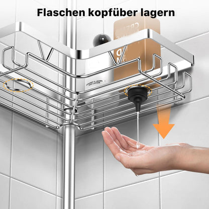 Teleskop Duschregal Eckig – 4 Körbe, Verstellbar, Rostfrei