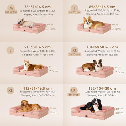 Orthopädisches Hundebett XXL Rosa mit Memory Foam und hohem Rand