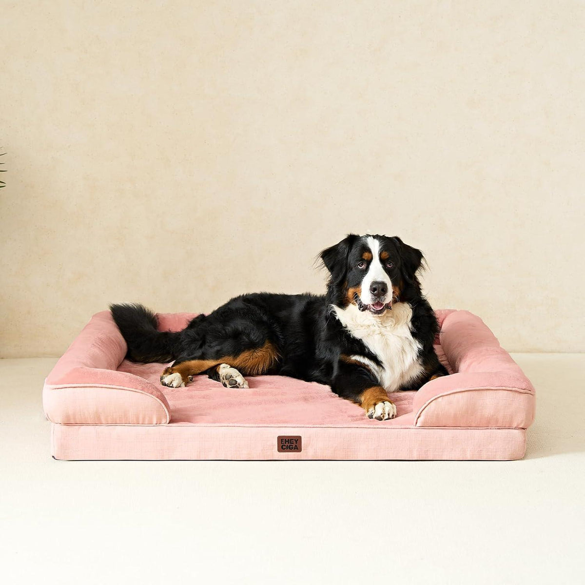 Orthopädisches Hundebett XXL Rosa mit Memory Foam und hohem Rand