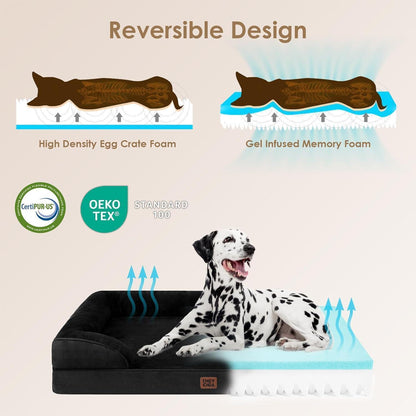Orthopädisches Hundebett XL mit Memory Foam, waschbar, wasserdicht