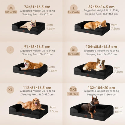 Orthopädisches Hundebett XL mit Memory Foam, waschbar, wasserdicht