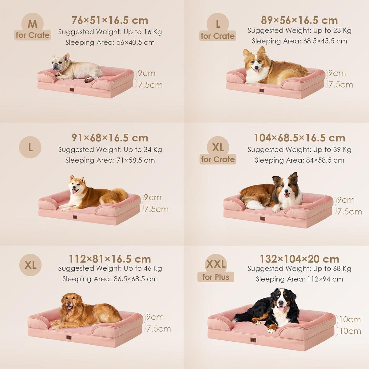 Orthopädisches Hundebett XL mit Memory Foam, Rosa