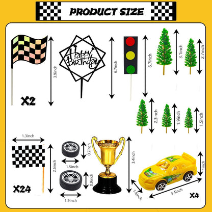 Racing Car Cake Decorations 38pcs Birthday Cake Topper Set