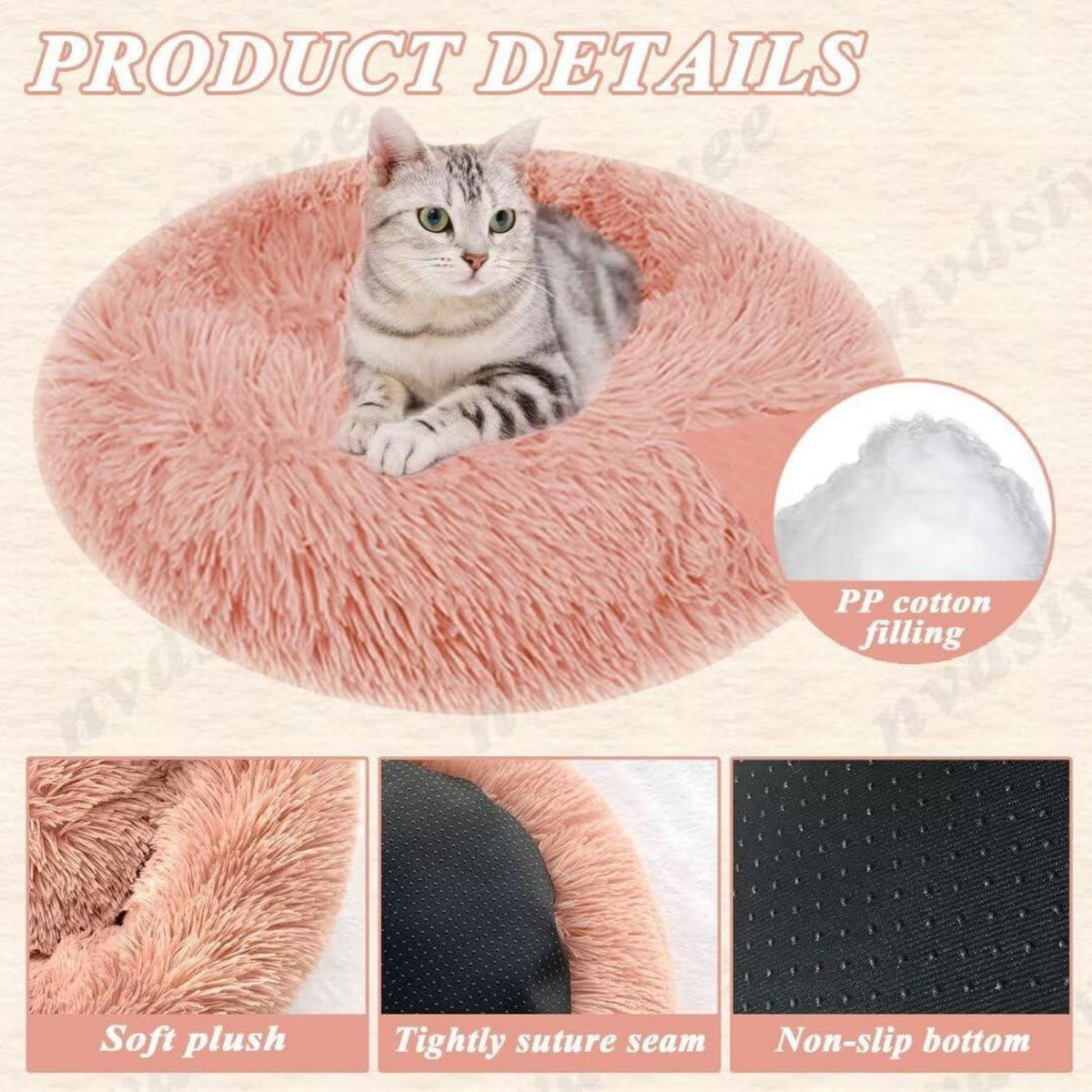 Rundes Hundebett Plüsch – Waschbar & Rutschfest, Dunkelblau 120cm