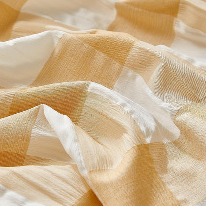 Seersucker Bettwäsche 135x200 - Beige Weiß 4-teilig
