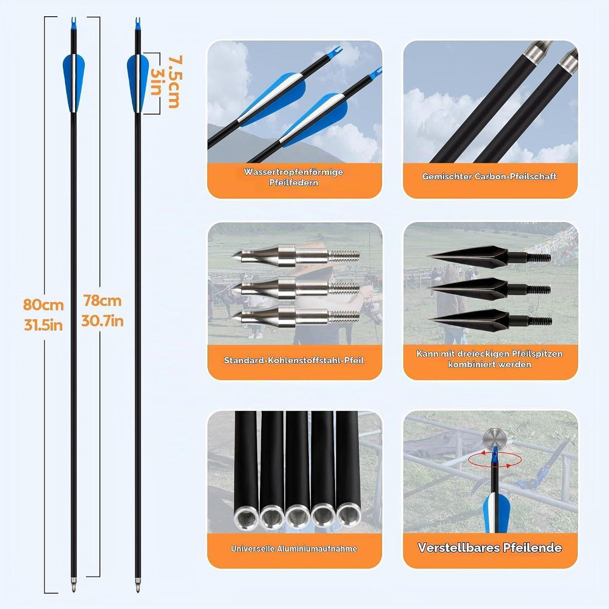 Recurvebogen Set 54 Zoll – 30 lbs mit Pfeilen & Zubehör