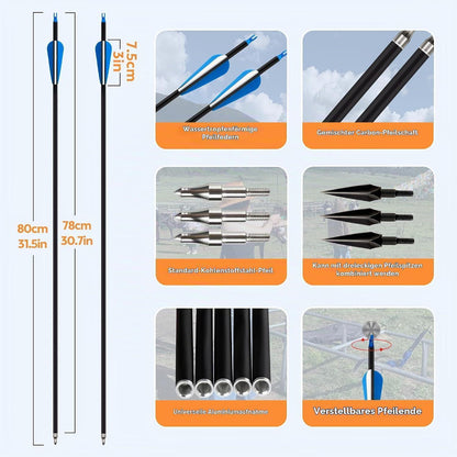 Recurvebogen Set 54 Zoll – 30 lbs mit Pfeilen & Zubehör