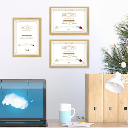 18er Set Bilderrahmen A4 Gold für 21x29,7 cm Fotos & Urkunden