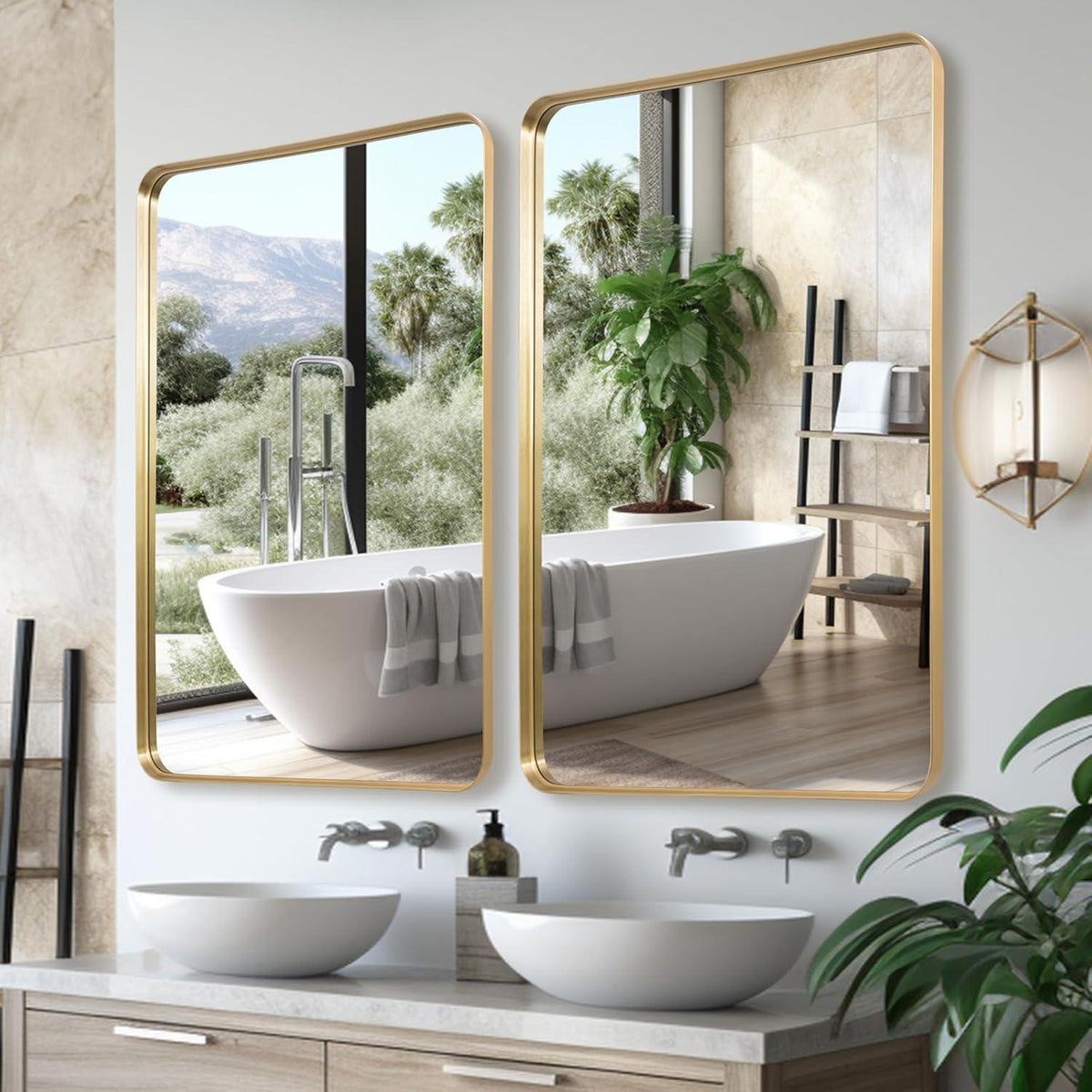 Goldener Wandspiegel 75x100 cm – Modernes Design für Wohn & Bad