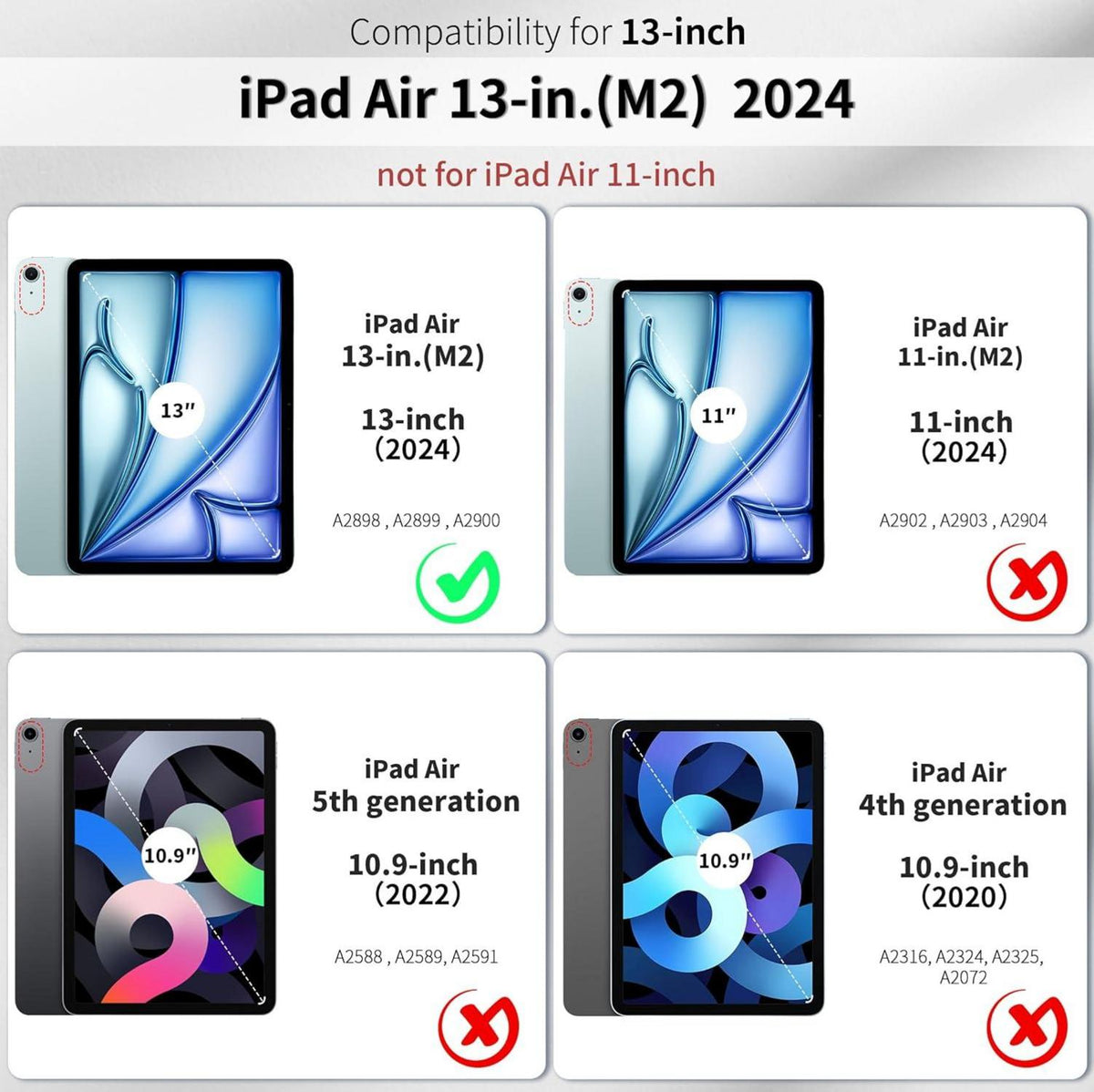 Hülle für iPad Air 13 Zoll M2 2024, Ultra Dünn Leicht
