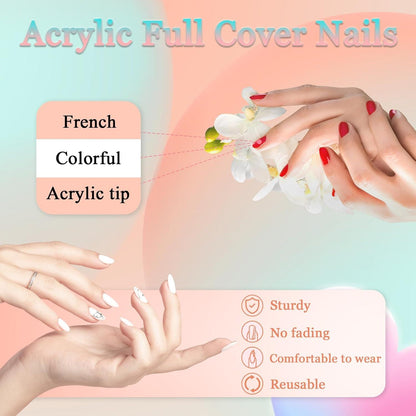 24 Stück Press on Nägel: Acryl Falsche Nägel Full Cover Design