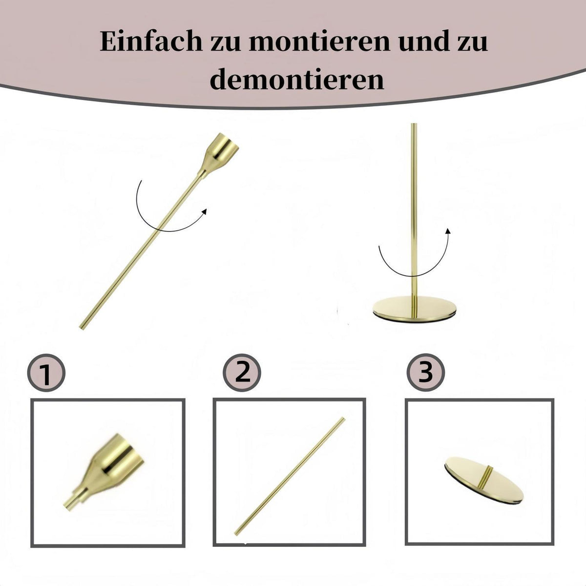 Kerzenständer Gold 3er Set für Stabkerzen