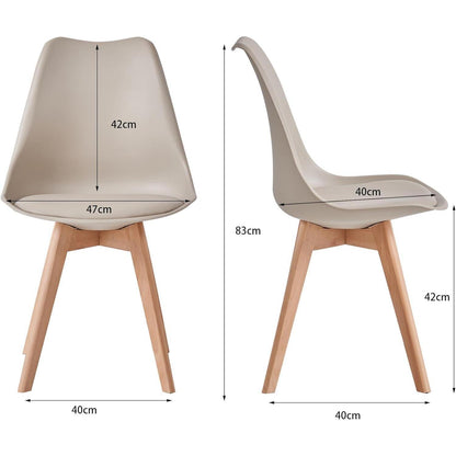 4er Set Esszimmerstühle Modern, Khaki, Buchenbeine