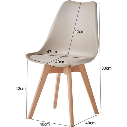 6er Set Esszimmerstühle Modern, Khaki, Buchenbeine