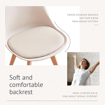 6er Set Esszimmerstühle Modern, Khaki, Buchenbeine