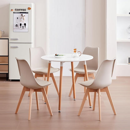 6er Set Esszimmerstühle Modern, Khaki, Buchenbeine