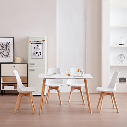 6er-Set Esszimmerstühle Nordic Weiß – Massivholz Buche