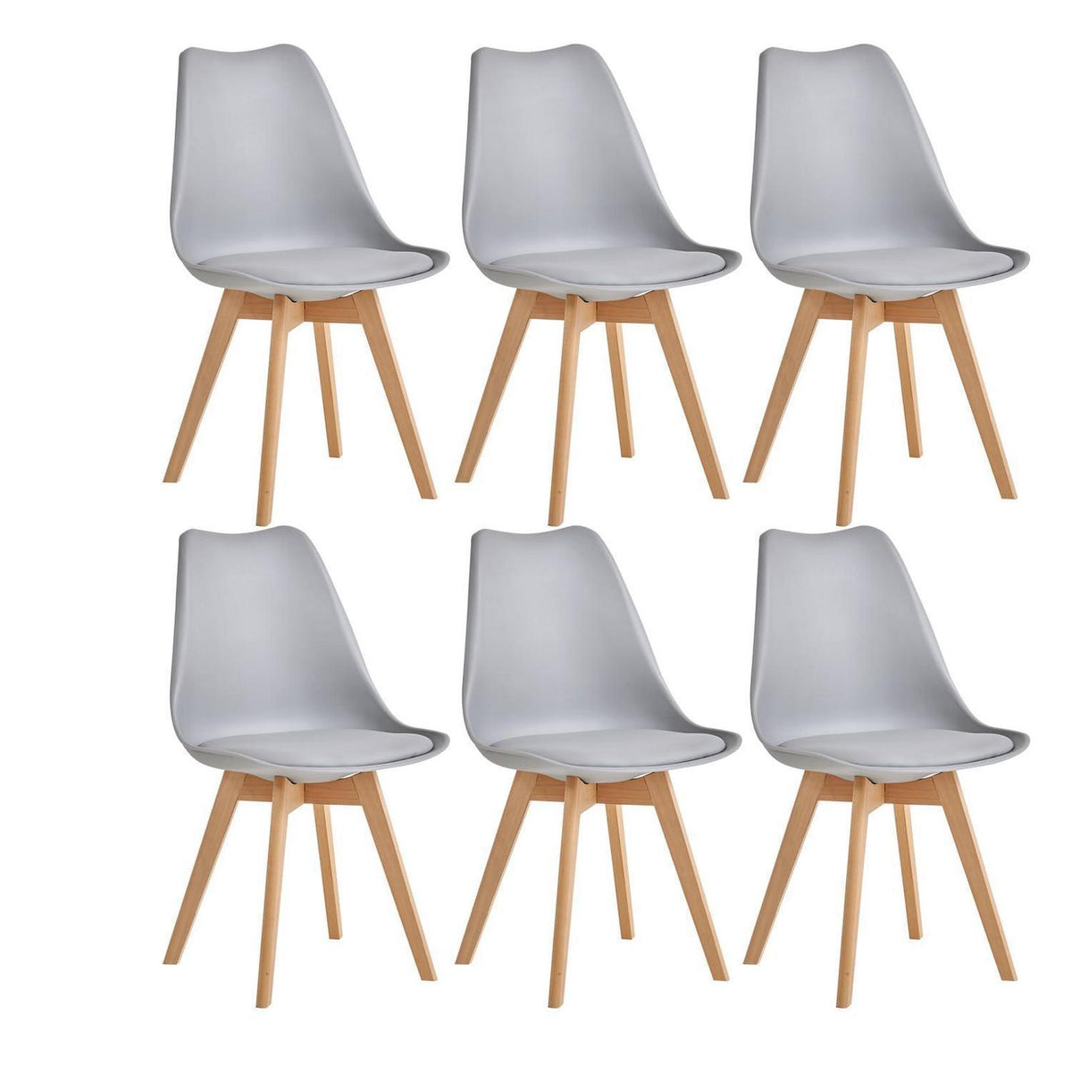 2er-Set Esszimmerstühle Grau – Nordischer Stil mit Buche Beinen
