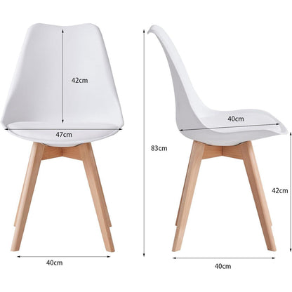 4er-Set Esszimmerstühle Nordic Weiß – Massivholz Buche