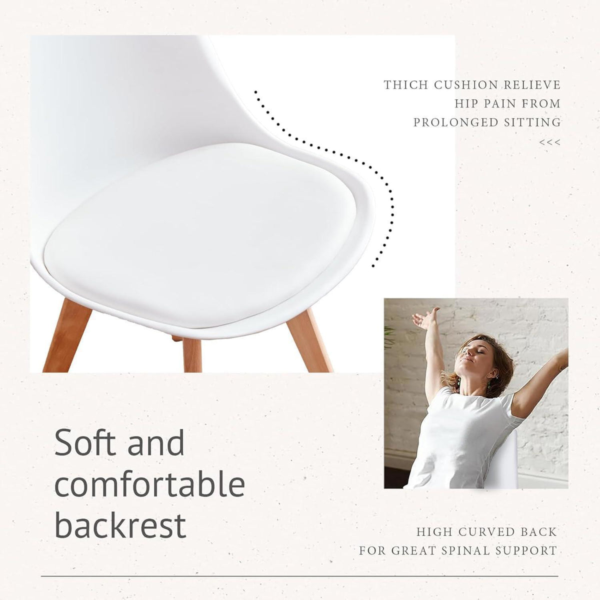 4er-Set Esszimmerstühle Nordic Weiß – Massivholz Buche