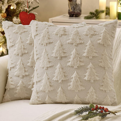 Weihnachtliche Kissenbezüge 2er Set 45x45 cm, Beige