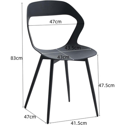 Nordischer Esszimmerstuhl 6er Set mit Metallbeinen, Schwarz