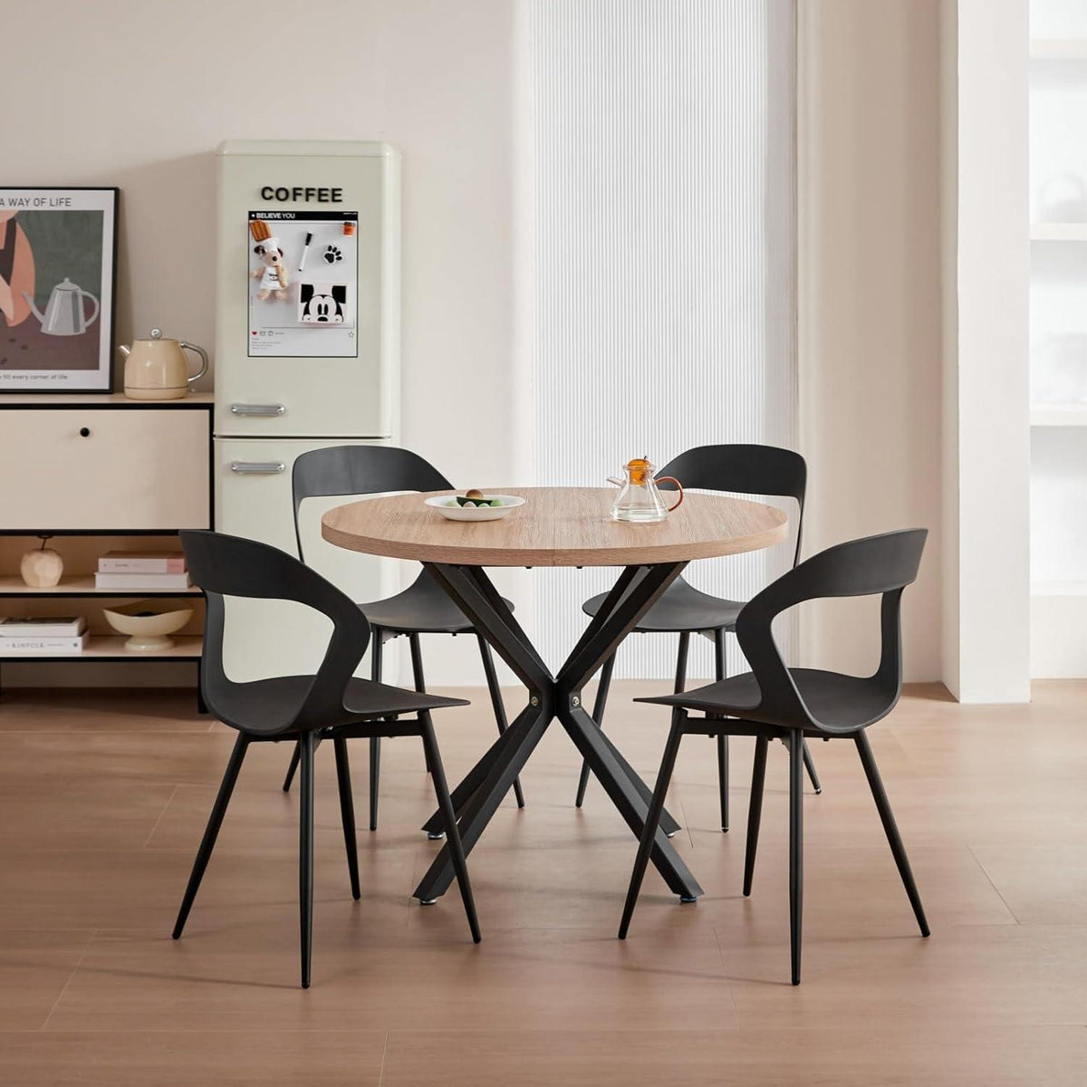 Nordischer Esszimmerstuhl 6er Set mit Metallbeinen, Schwarz