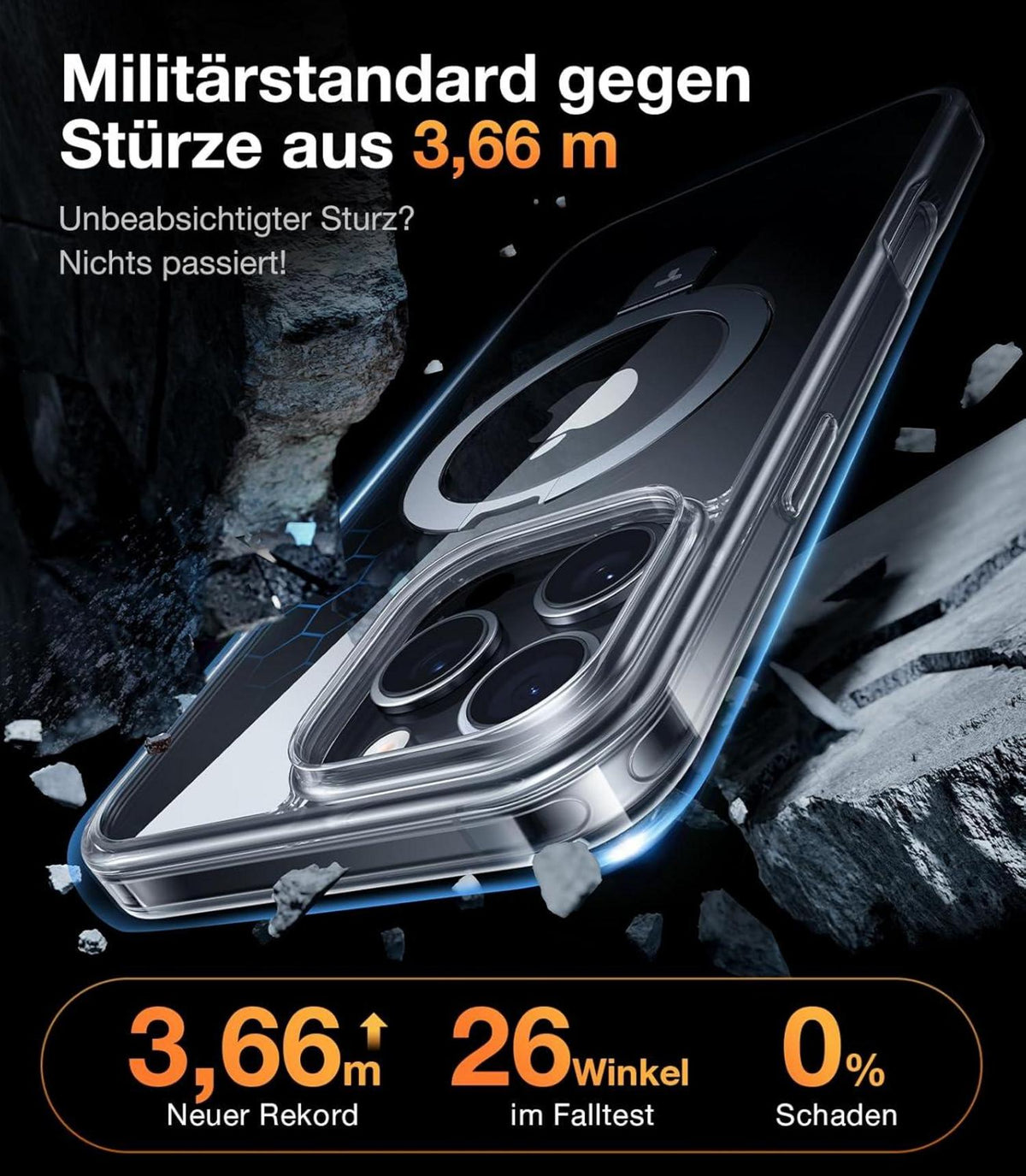 iPhone 16 Pro Max Hülle MagSafe Transparent Militärischer Schutz
