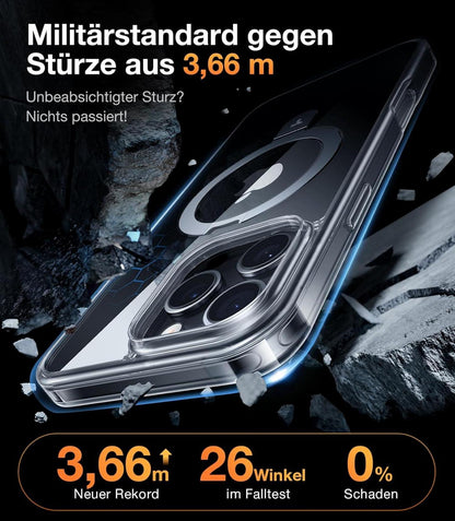 iPhone 16 Pro Max Hülle MagSafe Transparent Militärischer Schutz