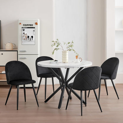 2er-Set Samt Esszimmerstühle mit Metallbeinen Schwarz