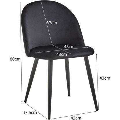 4er Set Samt Esszimmerstühle mit Metallbeinen Schwarz