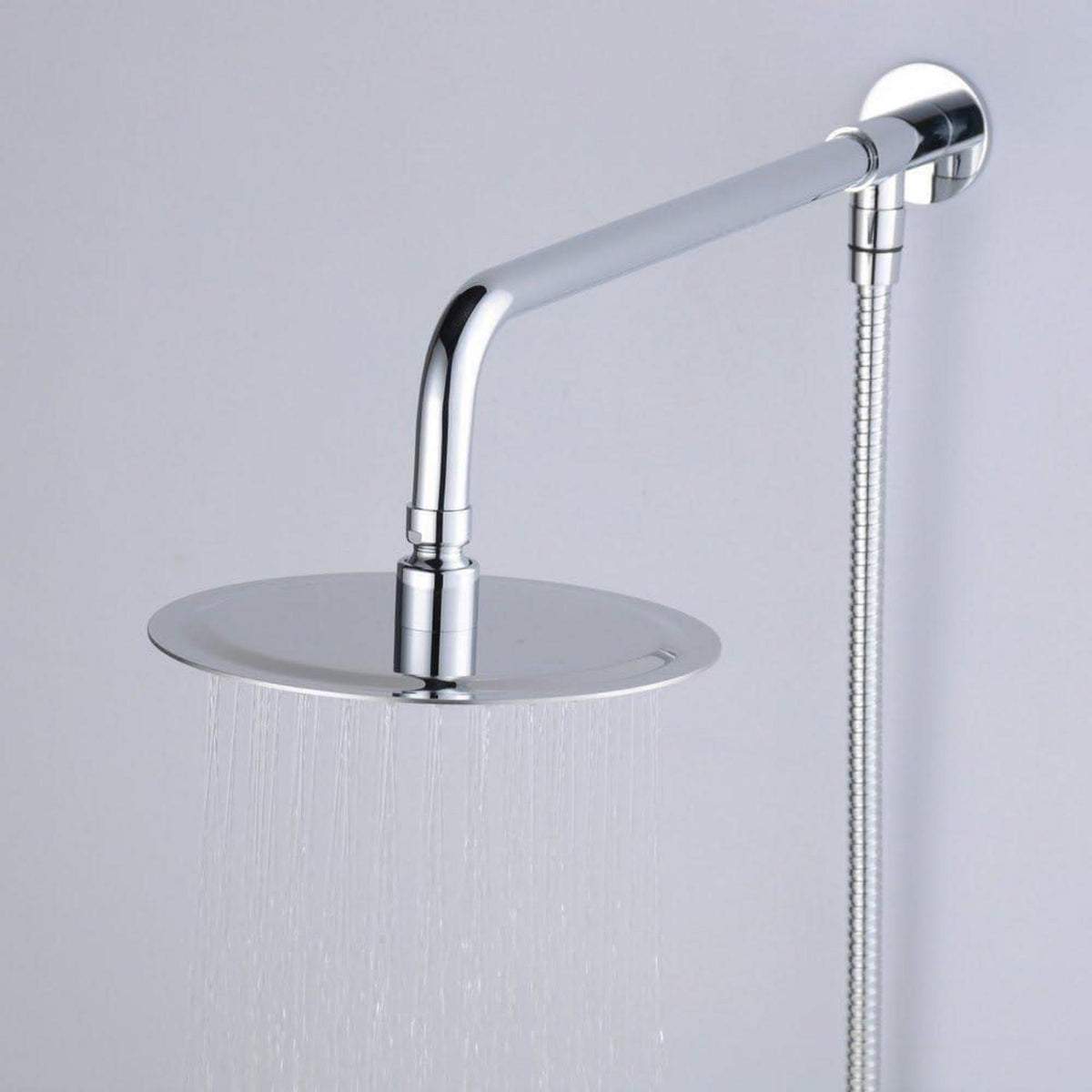 Duscharm mit Flansch, 38cm Verlängerung, Chrom