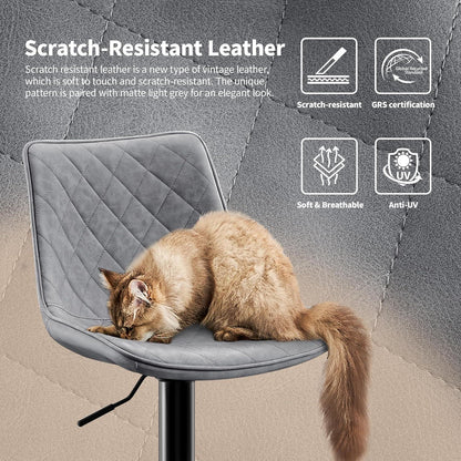 Verstellbarer Barhocker Set Grau – Bequemer Tresenstuhl mit Lehne