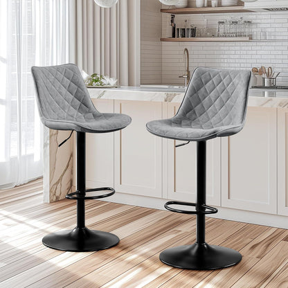 Verstellbarer Barhocker Set Grau – Bequemer Tresenstuhl mit Lehne