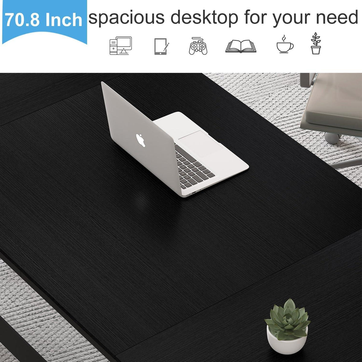Schreibtisch Schwarz Großer Computertisch Home Office Bürotisch