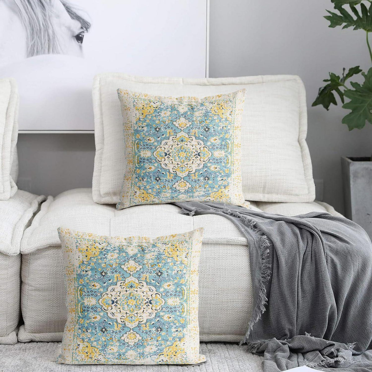 Boho Kissenbezüge 2er Set Floral Vintage 50x50 cm