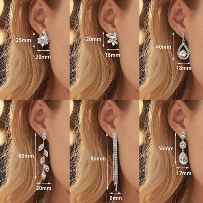 6 Paar Clip Ohrringe Damen Strass Hängend Non-Piercing