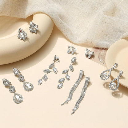 6 Paar Clip Ohrringe Damen Strass Hängend Non-Piercing