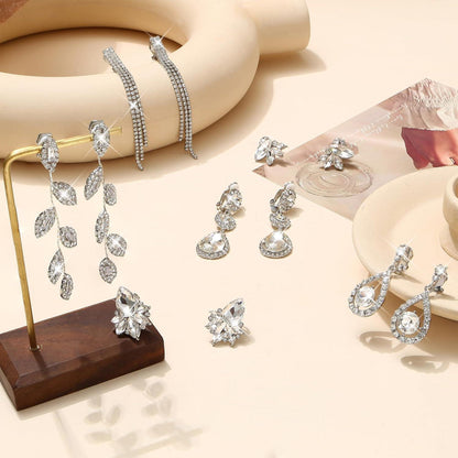 6 Paar Clip Ohrringe Damen Strass Hängend Non-Piercing