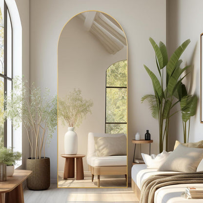 Gewölbter Ganzkörperspiegel 180x76cm – Stehspiegel Gold für Wohnzimmer