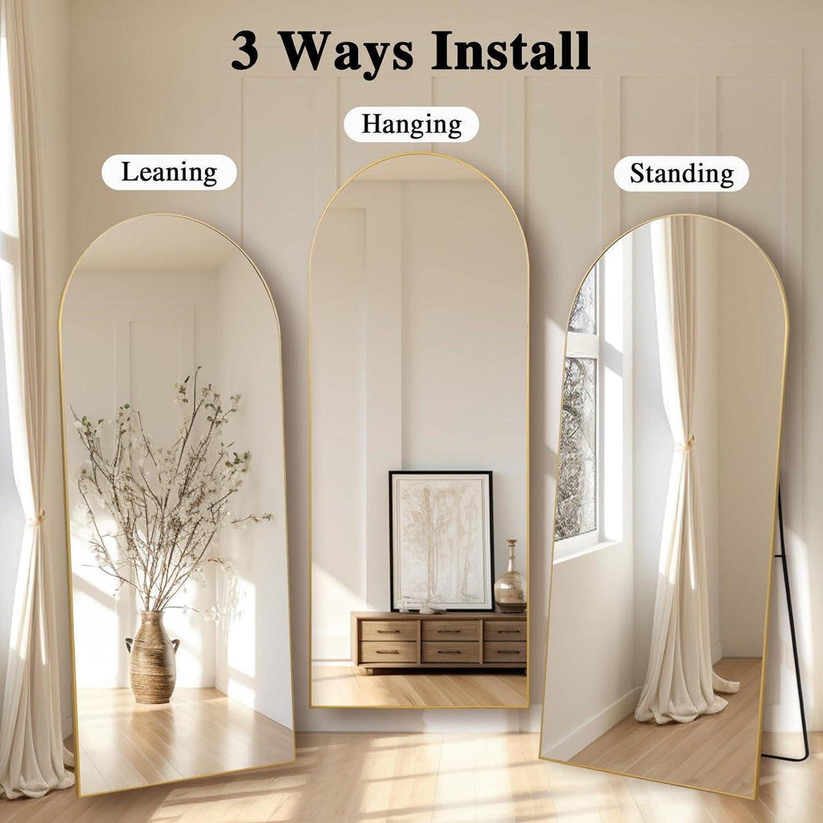 Gewölbter Ganzkörperspiegel 192x85cm – Stehspiegel für Schlafzimmer & Wohnzimmer