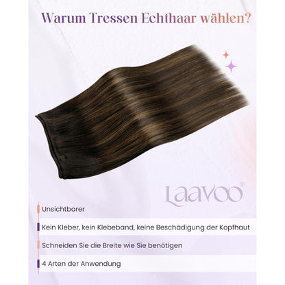 Echthaar Tressen Braun Balayage Ombre 50cm #2/8/2