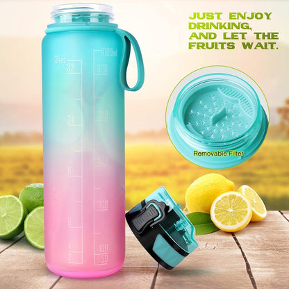 FULDENT Trinkflasche 1L BPA frei Gummi Griff für Sport & Outdoor