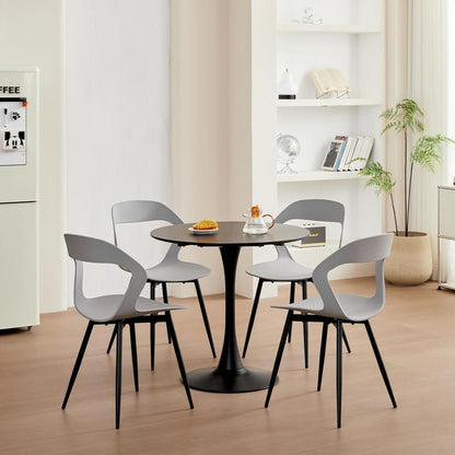 Nordischer Esszimmerstuhl Set 6er – Grau & Schwarz, Metallbeine